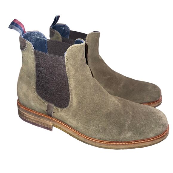 Ted Baker Men's Bronzo Suede Chelsea Boots - dark green - size 9 - Picture 1 of 12